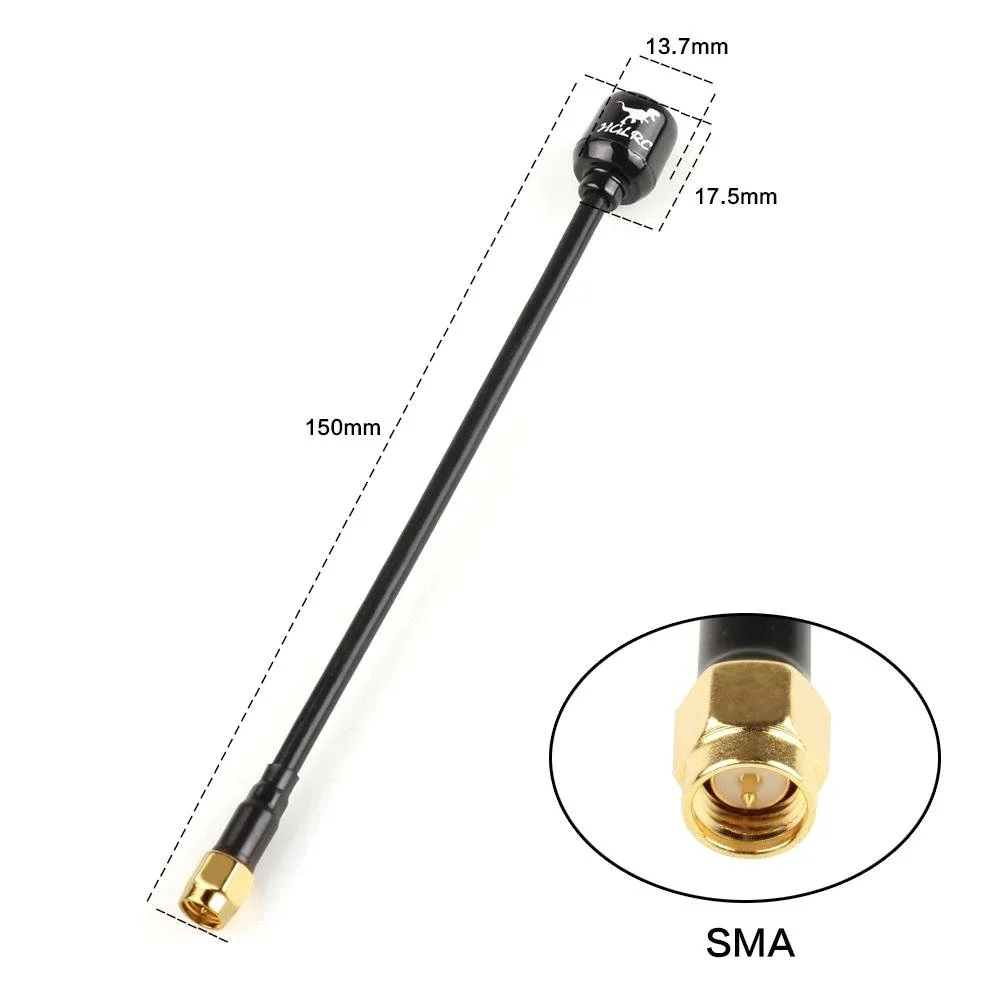 HGLRC-Mini Antena de martillo de largo alcance, RHCP LHCP Spin SMA IPEX MMCX, ángulo de 5,8G, 2.5dBi, 135mm, para Dron de carreras RC FPV