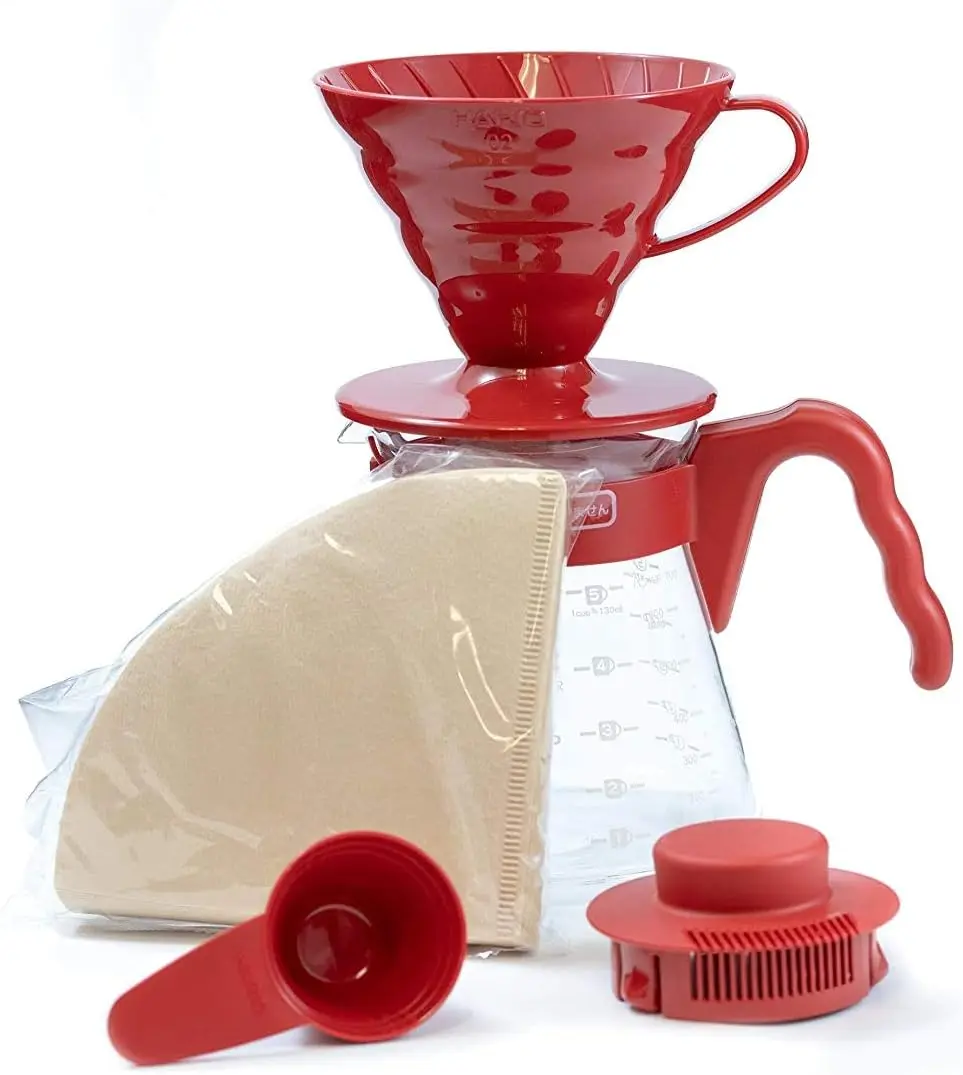 Makers beginners Filters and Coffee Size Coffee MakersFilter 02, Red Coffee Pour for Glass, Over Dripper Spoon