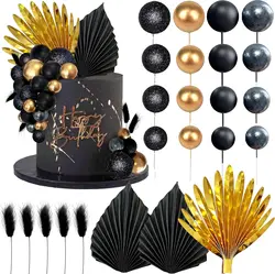 Balls Cake Toppers Palm Leaves Cake Decorations for Birthday Wedding Baby Shower Party Supplies