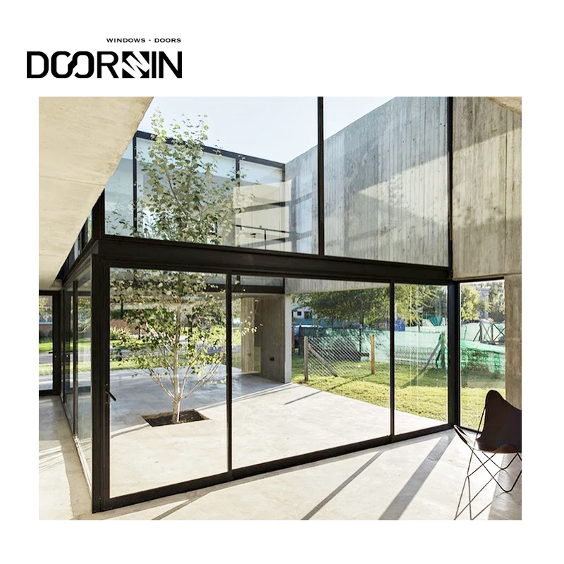 Doorwin Personalized Shape Security Guard Hurricane Proof Glass Window Walls Aluminum Fixed Pictures Windows