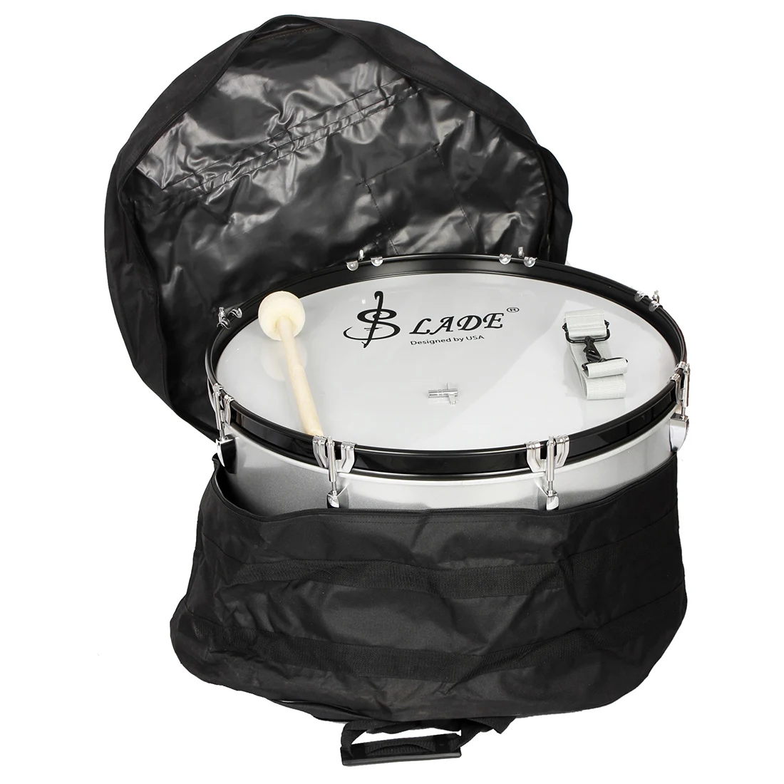 Musical instrument direct sale LADE white belt drum professional playing snare guard of honor special marching drum