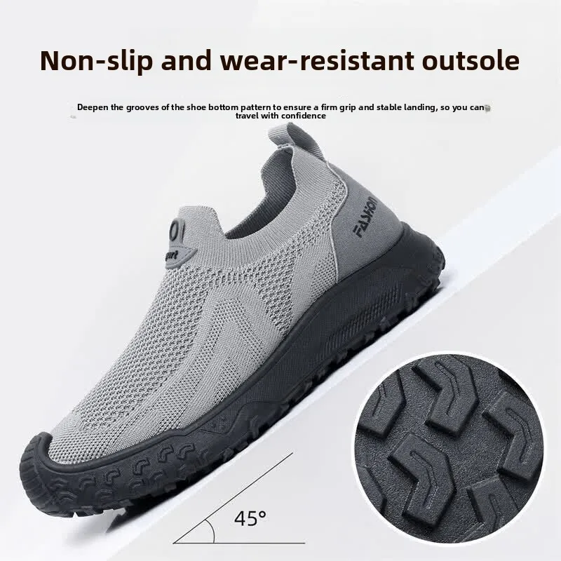 Summer Men Casual Shoes Elastic Slip On Design Anti-collision Toe Rugged Sole Daily Outdoor Walking Footwear view 5