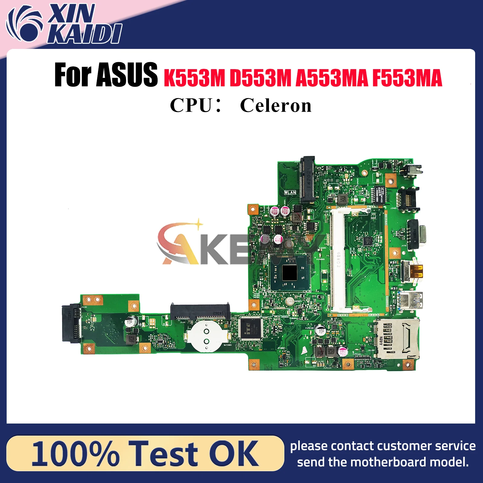 

X553MA Laptop Motherboard For ASUS VivoBook X553MA D553M K553M F553MA A553MA X553M Mainboard With Celeron CPU 100% tests OK stk