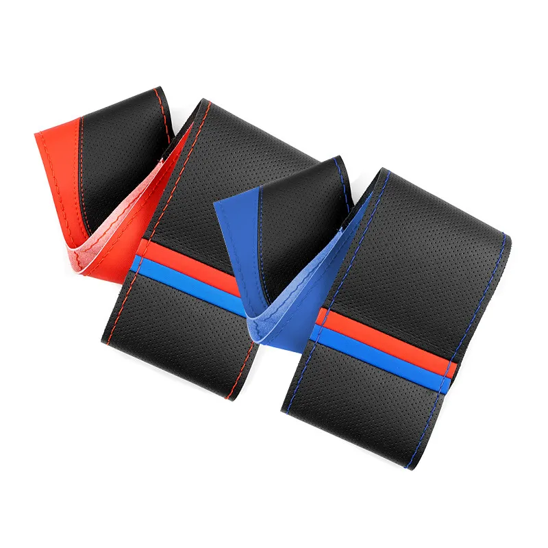 38cm Universal Car Steering Wheel Braid Cover Needles & Thread Kits Soft Microfiber Leather Covers DIY Texture Auto Accessories