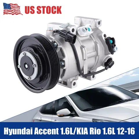 A/C Air Conditioner Compressor Kit with Clutch Fits for 12-16 Hyundai Accent 1.6L 12-15 KIA Rio 1.6L 6 best sales air conditioner kit - №3