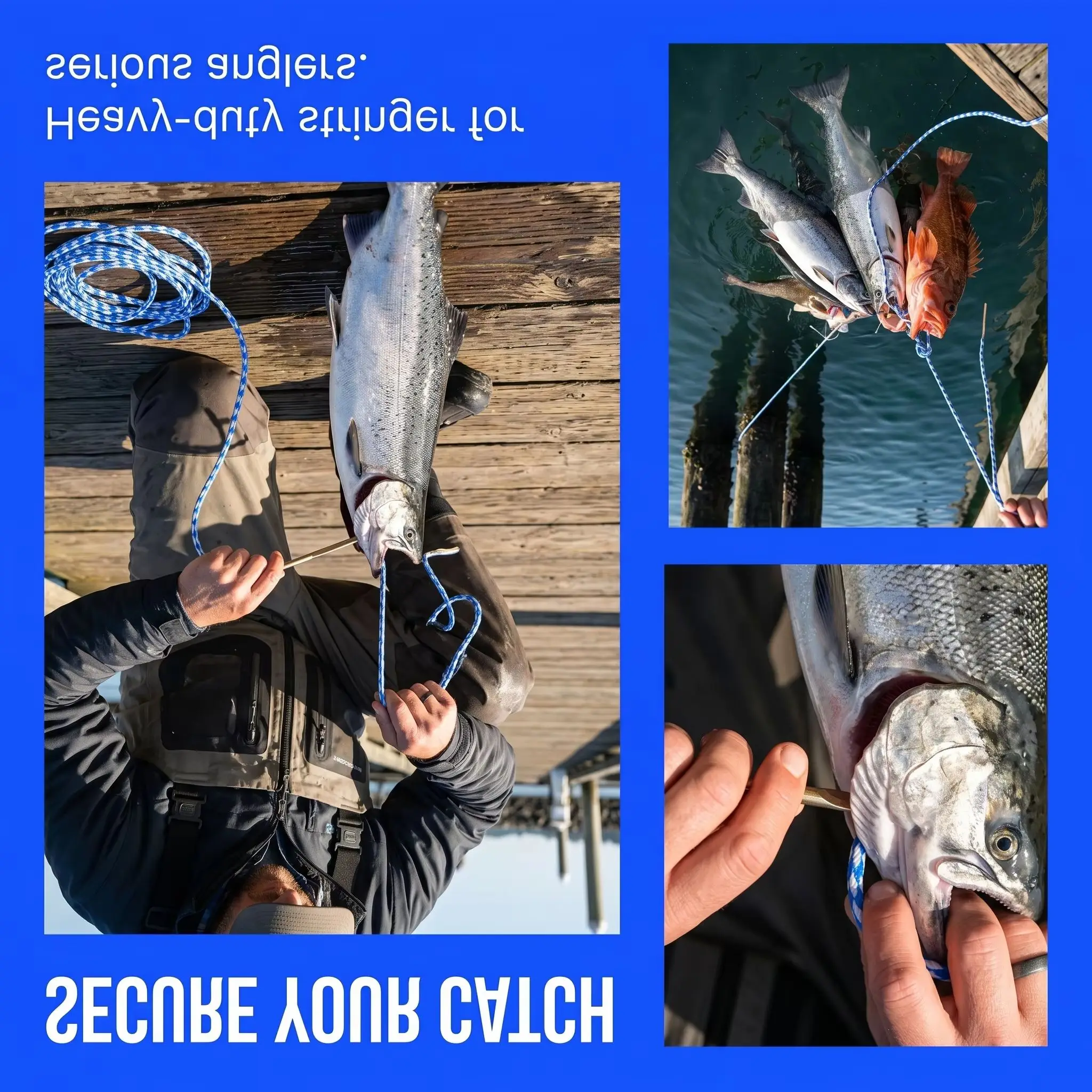 Fish Lock Buckle with Lanyard 2.75M Rope Float Live Fish Lock Belt Fishing Accessories Outdoor Fishing Equipment