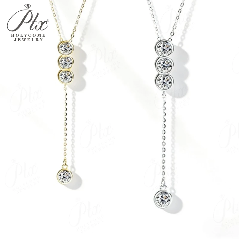 

Moissanite Round Cut Bubble Collar Necklace White Gold Yellow Gold Modern Cluster Pendant Statement Fine Jewelry Gift for Her