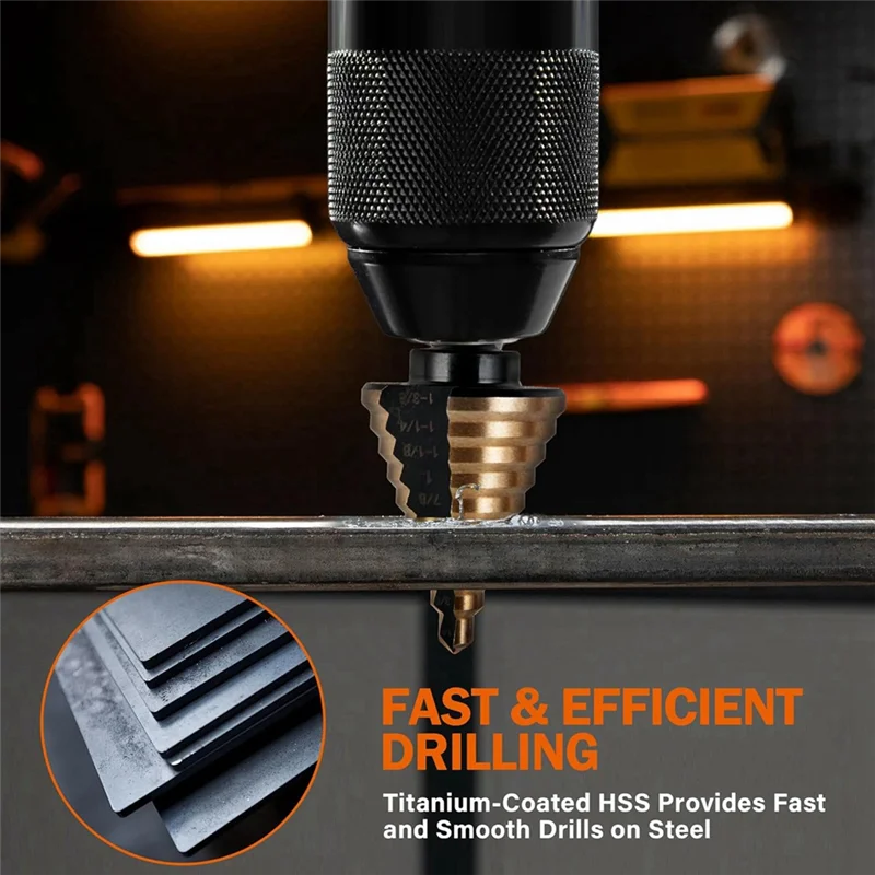 【Superdeals】6Pc Drill Bit Set High Speed Steel Drill Bits Multifunctional Stepped Drilling Straight Groove High-Speed Steel Dril