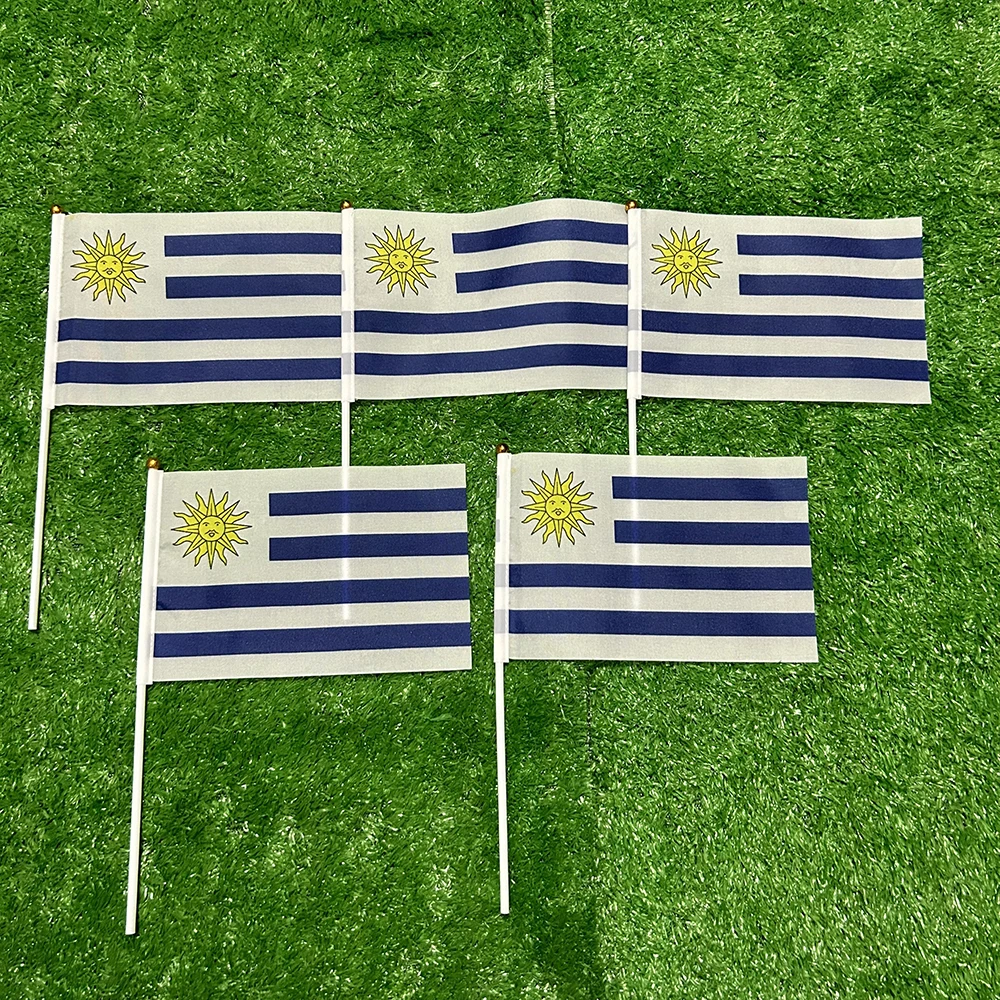 

SKY FLAG Uruguay hand Flag 50/100pcs 21*14cm Uruguay Hand Waving Flags With plastic pole For Sports Activity Home Decor