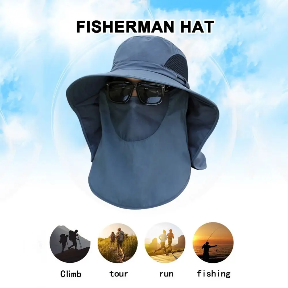 1Pcs Fishing Hat With Mask Summer Sun Protection Wide Brim Women Men Sun Cap Mountaineering Hunting Hiking