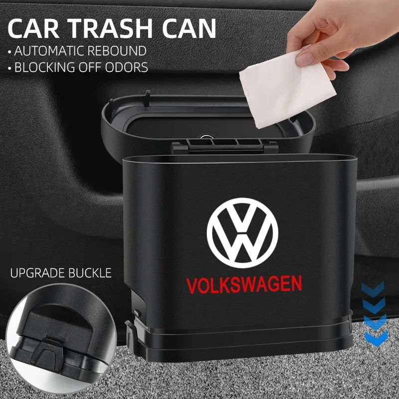 Portable Car Trash Can Hanging Mini Garbage Storage Box for Volkswagen GOLF MK6 Polo Tiguan VW GTI CADDY PASSAT