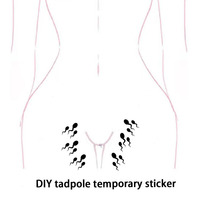Black tadpole chest, abdomen, legs sexy pattern temporary sticker waterproof and sweat proof color tattoo sticker trend