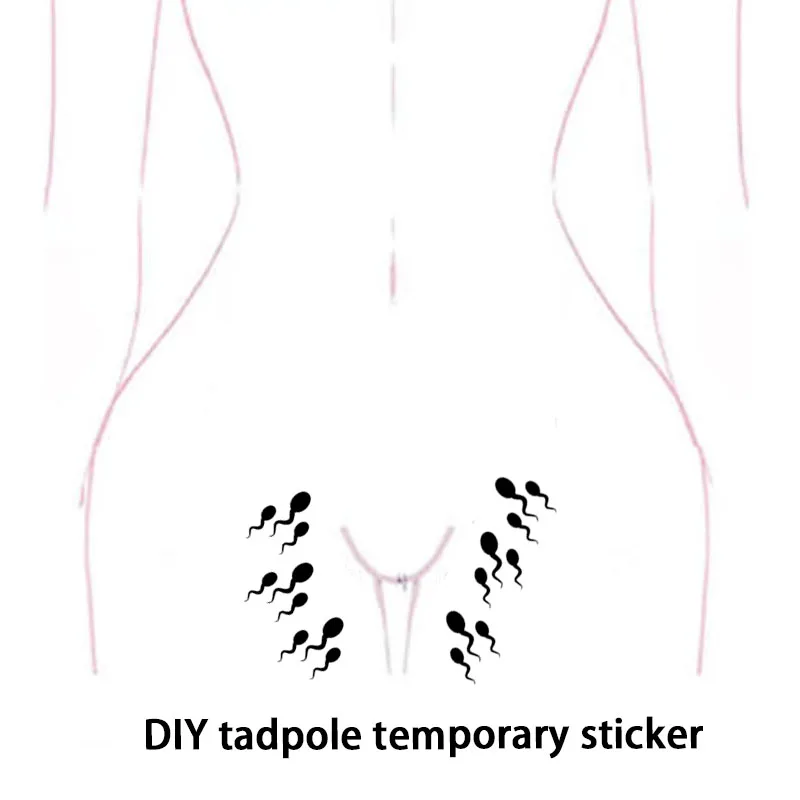 Black Tadpole Chest, Abdomen, Legs Sexy Pattern Temporary Sticker Waterproof and Sweat Proof Color Tattoo Sticker Trend