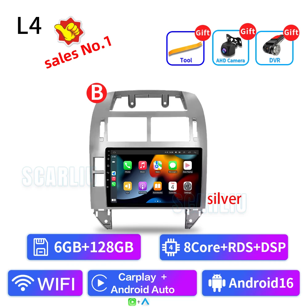 SISCL Voor Volkswagen Polo Mk4 2001-2011 Android Autoradio Multimedia Speler Carplay Auto Stereo GPS Navi 2din DSP Head Unit