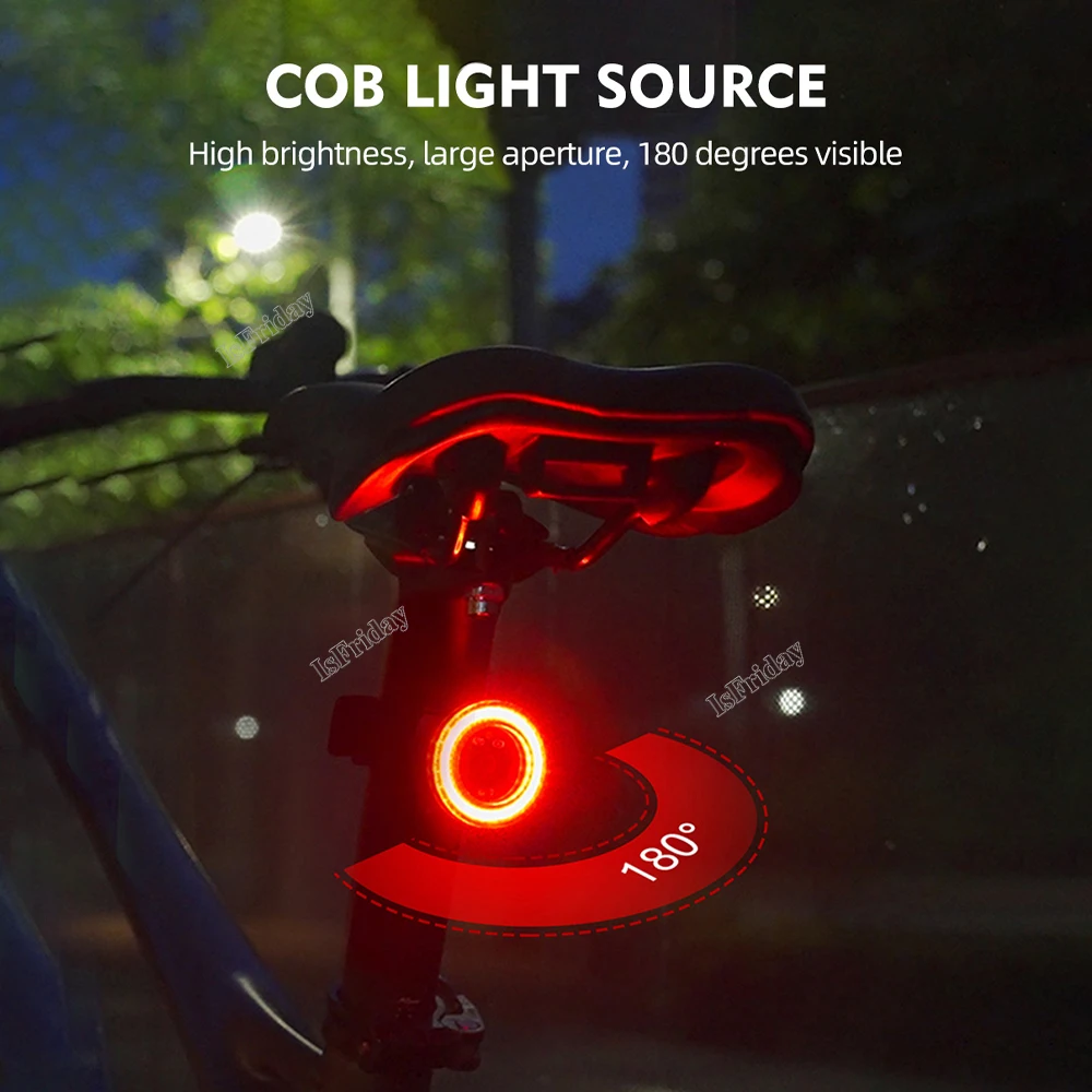 New Bicycle Rear Light 6 Modes Bike Tail Light USB Rechargeable Aluminum MTB Road Saddle Seatpost LED Warning Cycling Lamp