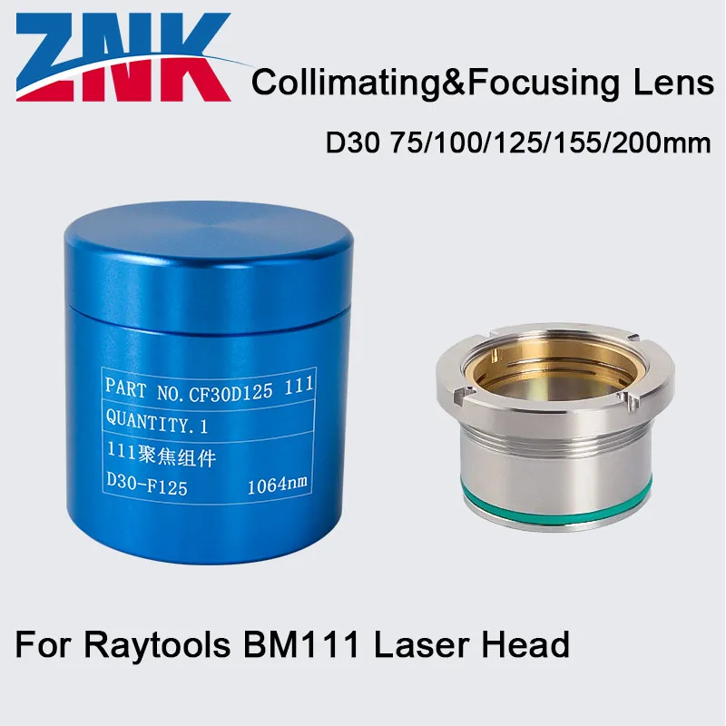 ZNK Raytools BM111 0-4KW Collimating & Focusing Lens D30 F100 F125 F155 F200 mm with Lens Holder for Raytools Laser Head BM111