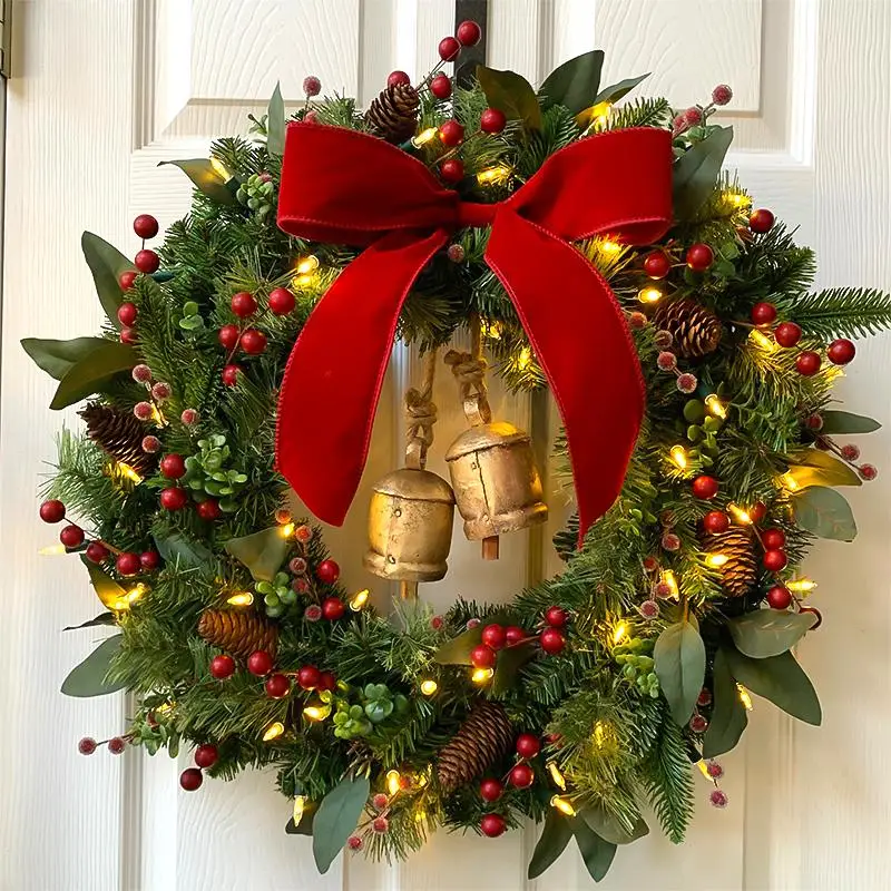 Christmas Wreath Door Hanger, Creative Festival Wall Decor for Party & Shop Window, Holiday Ornament for Hotel & Mall