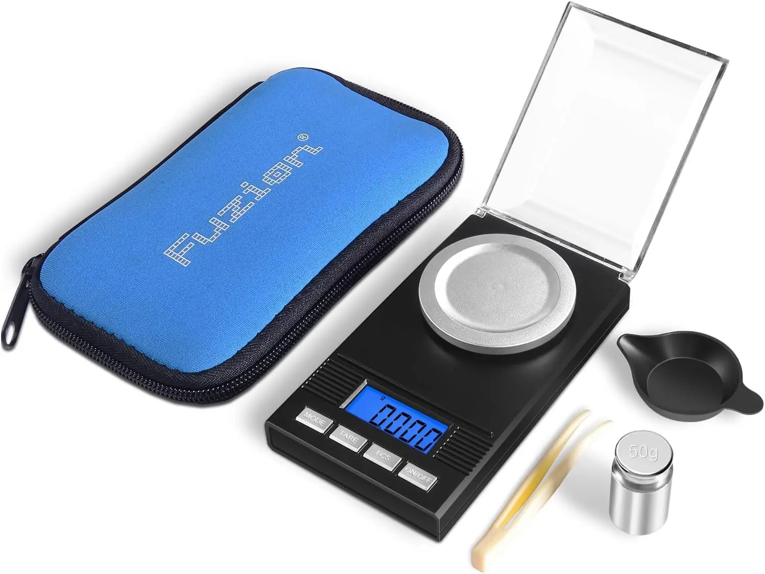 

Precision Milligram Scale 50g/0.001g, Portable Jewelry Scale .001g Accuracy, Powder Scale with Tray/Tweezers/Calibration Weight