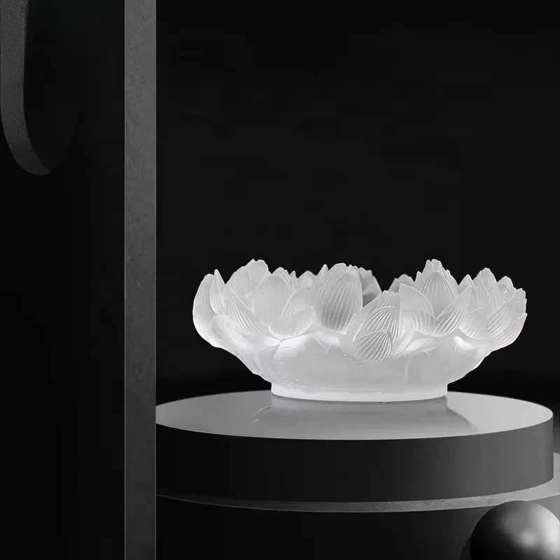 New Luxury Crystal Fruit Plate Liuli Lotus Design Wedding Decoration Home Decor Serving Tray Centerpiece