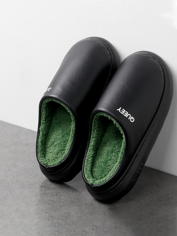  Men's Home Slippers Winter New Couple Cotton Slippers Waterproof Cotton Slippers Men's Winter Indoor Home Warmth Plush Thick Bot 