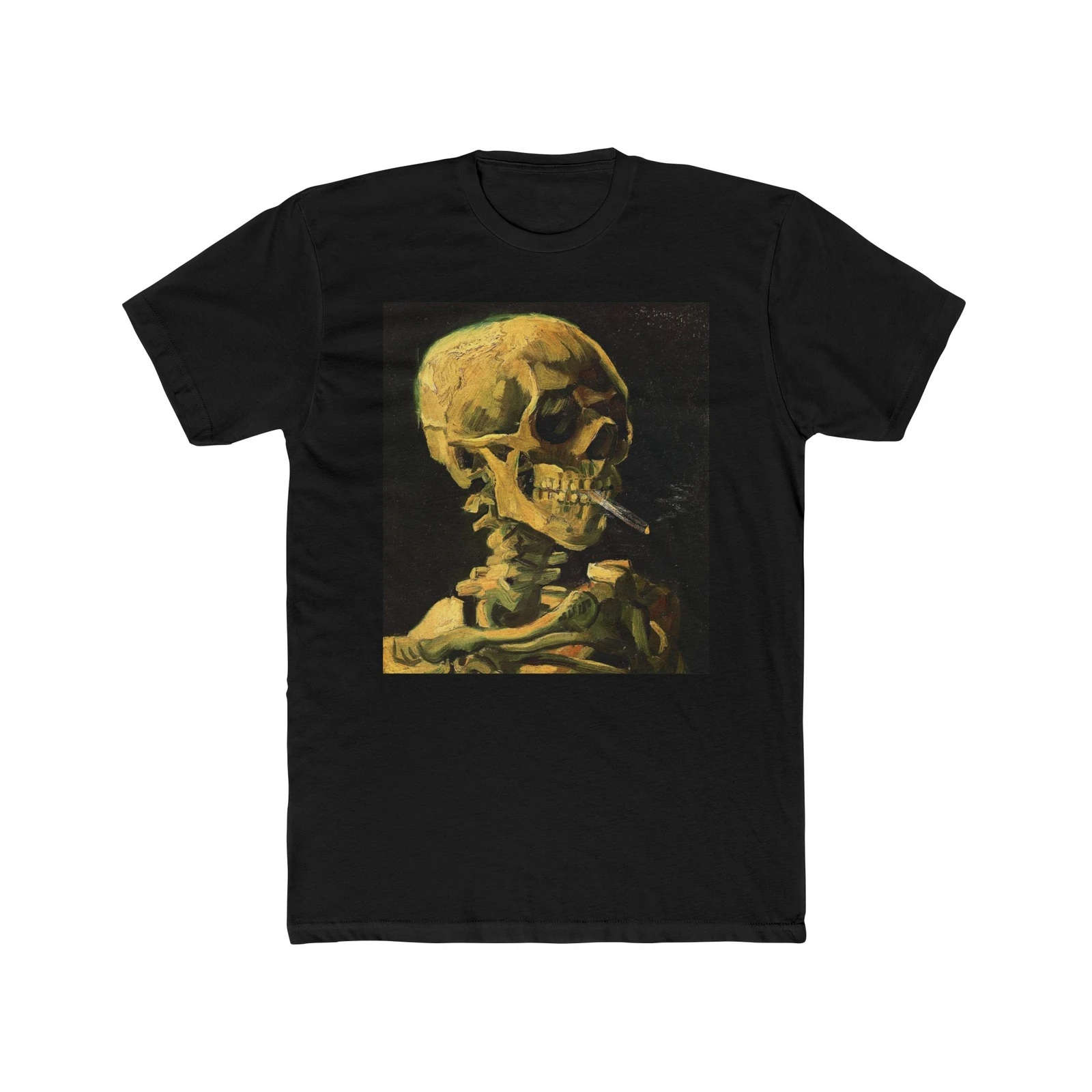Van Gogh's Ghost: Skeleton Smoker Art Unisex Cotton Crew Tee