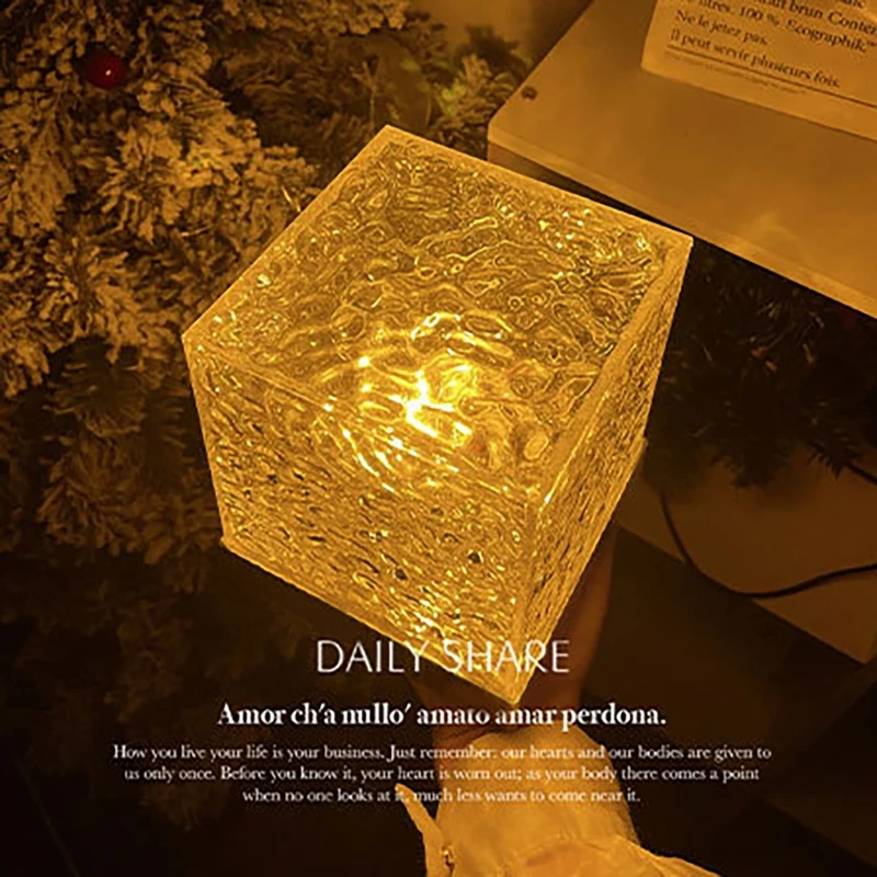Lampada di cristallo proiettore di ondulazione dell'acqua decorazione della luce notturna case per la casa camera da letto atmosfera estetica regalo di festa luci al tramonto