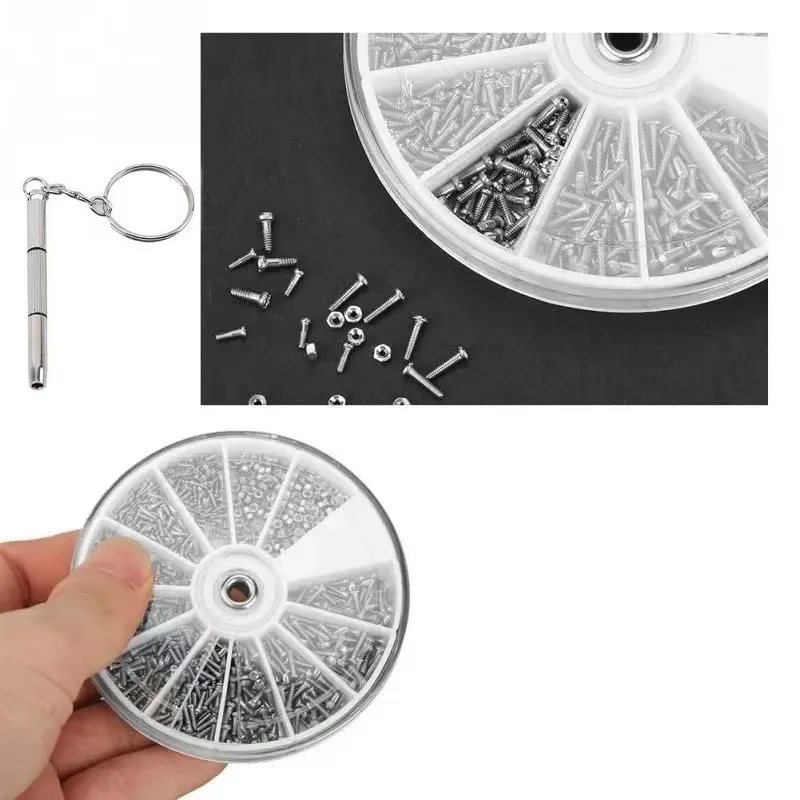 240 Peças de Parafusos Miniatura para Óculos, Parafusos e Porcas Niquelados para Reparo de Óculos e Relógios, Kit de Ferramentas M1.0 M1.2 M1.4