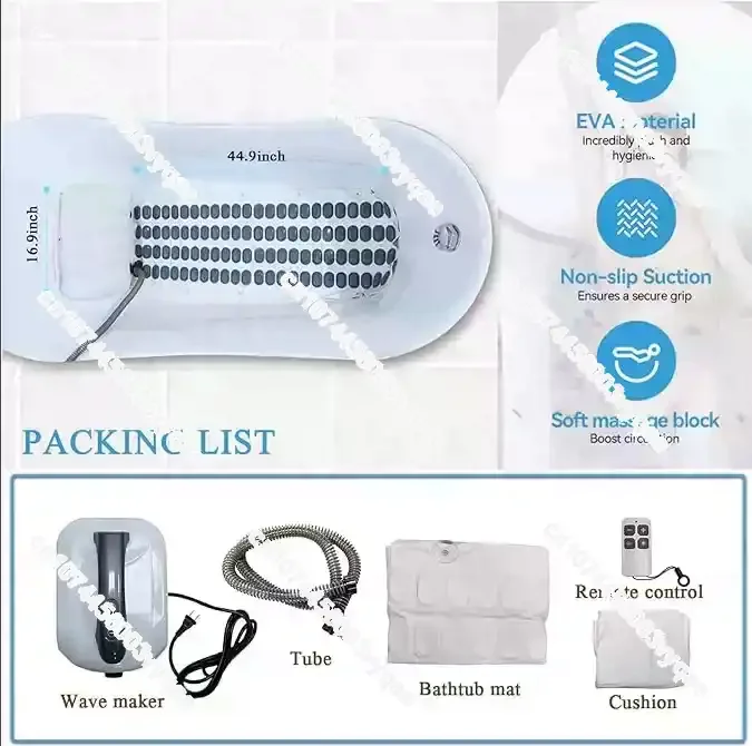 New2026 Home Electric Surfing Bubble Spa Massage Bath Mat Full Body Bubble Spa Machine Anti Slip Wireless Remote Control