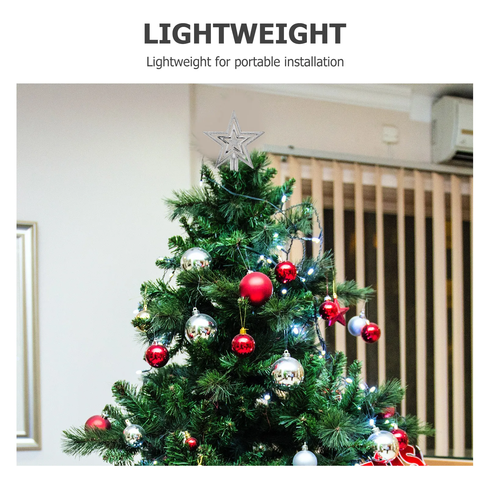 

10Cm Star Treetop Christmas Tree Topper Lovely Design Lightweight Portable Easy Install Festive Decoration for Xmas Holiday