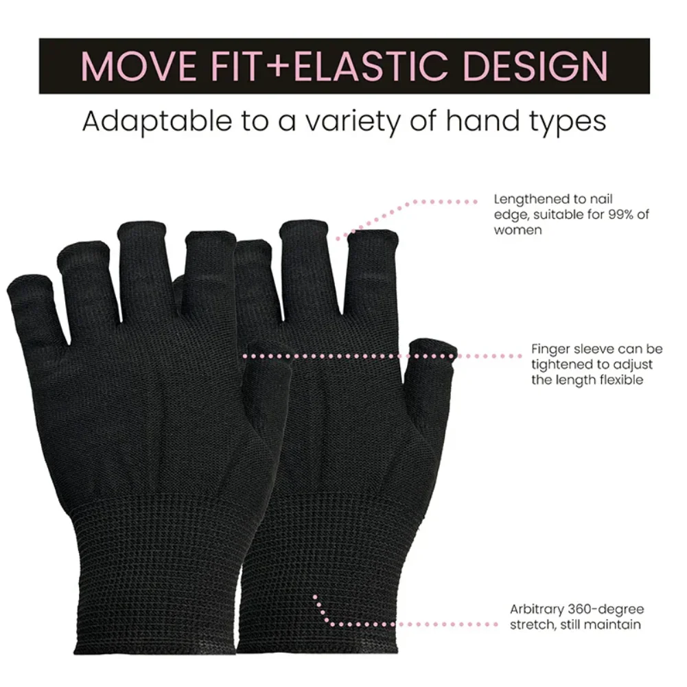1 Pair of Black Wear-resistant Work Gloves for Women and Men Knitted Nylon Breathable Elastic Outdoor Protective Gloves