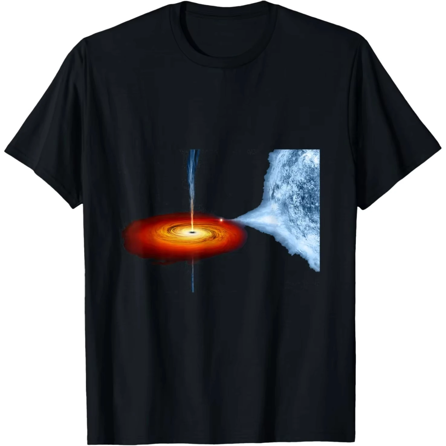 Funny Black Hole Physics Astronaut T Shirts Men Cotton Humor Science Space Universe Star Tee Short Sleeve Unisex Loose Clothing