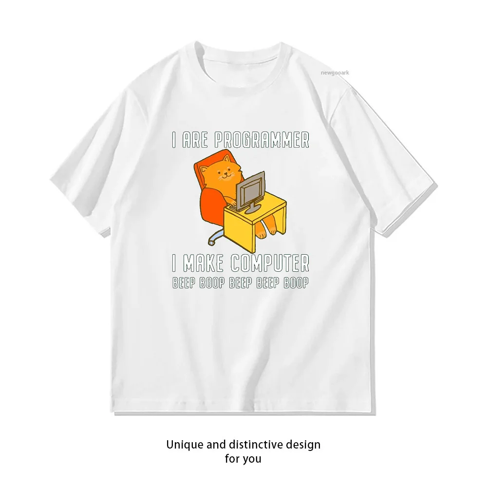 I are Programmer Programming Coding Cat I Make Computer Beep Boop woman man Casual cotton printed t shirts Adult tops tee