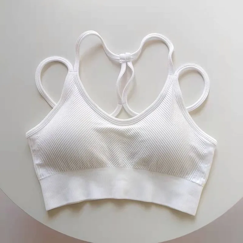 Seamless Criss Cross Back Sports Bra, Padded Yoga Bra for Women, Breathable Workout Crop Top (Multi-Pack) Ropa Para Mujer