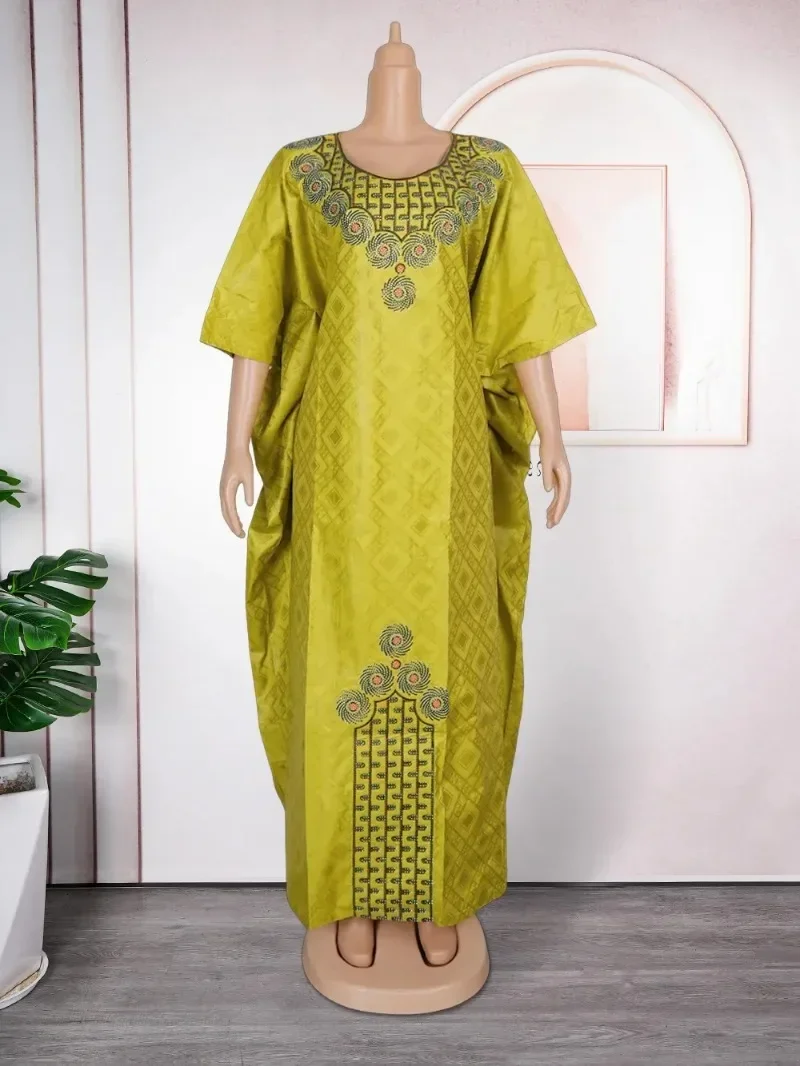 Vestidos africanos para mulheres, Dashiki, Bordado Tradicional, Vestido Plus Size, Vestes Verdes Ankara, Vestido de Festa de Casamento Nigéria