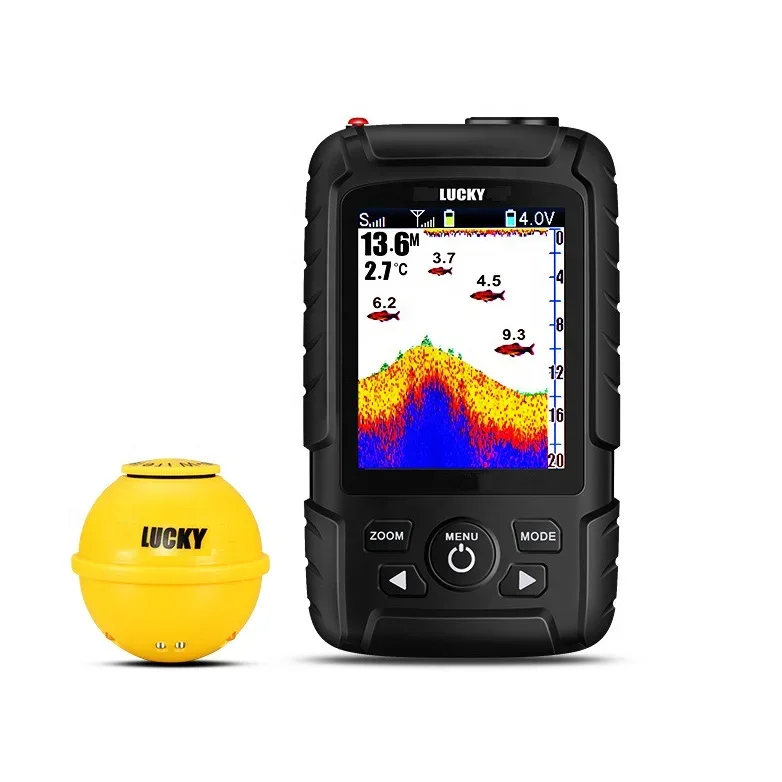 Handheld Fish Finder Portable Fishing Kayak Fishfinder Fish Depth Finder Fishing Gear with Sonar Transducer and LCD Display