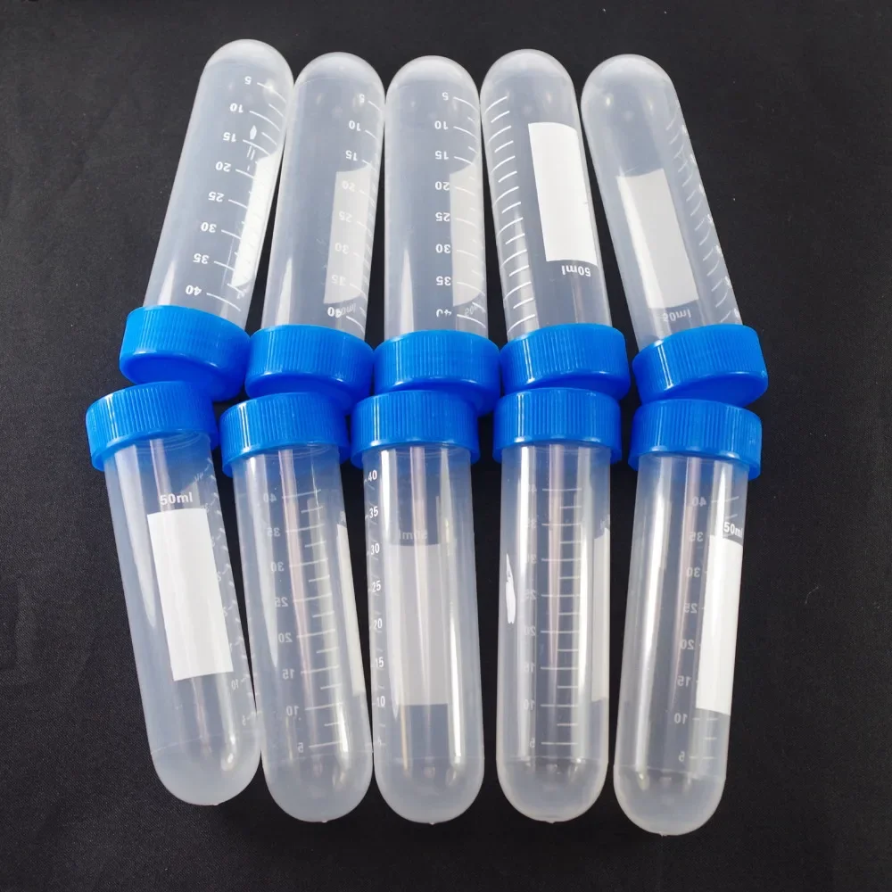 LOT10 50ml Lab Plastic PP Scale Centrifuge Tube Round Bottom With Screw Cap EP Tube PCR Tube Sample Specimen