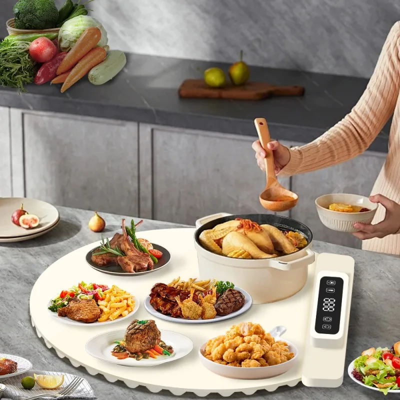 Electric Warming Tray,Household Flexible Silicone Heating Plate,Silicone Warm Vegetable Mat,Warming Board,5-Speed Temperature