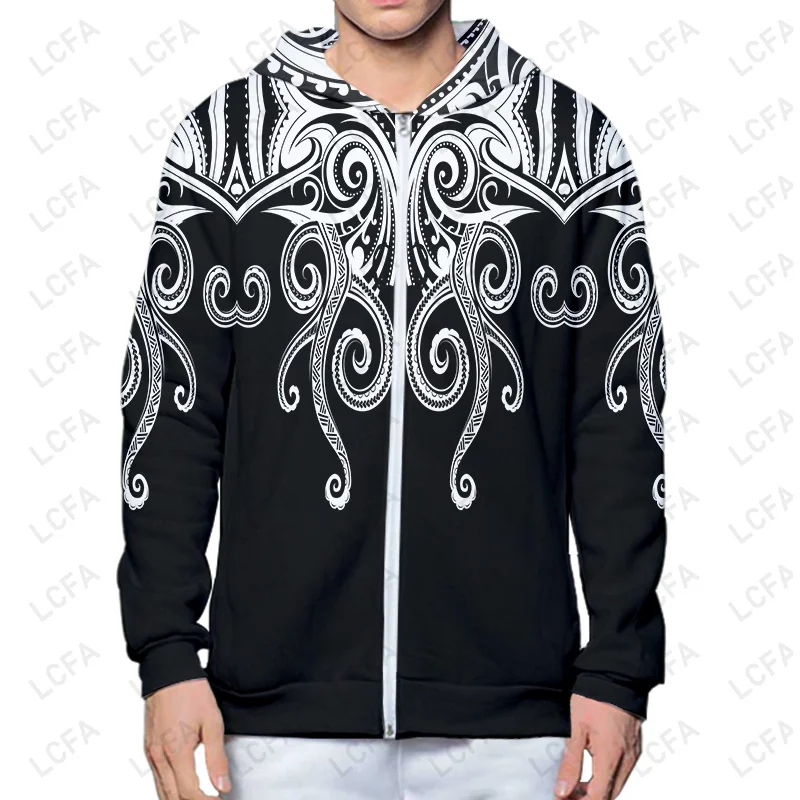 

2023 Black White Totem 3D Printed Men's Zip Hoodie Vintage Women's Hoodie Dropship Winter Autumn Jacket Wholesale Clothing