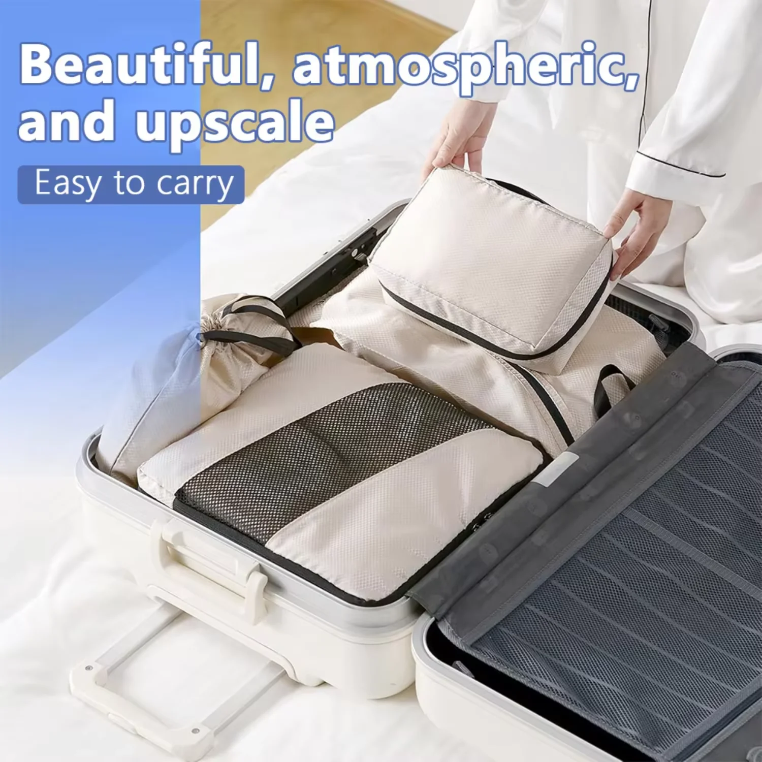 Organizadores de bagagem que economizam espaço à prova d'água, itens essenciais para viagem leves, 6 conjuntos de cubos de embalagem para viagem