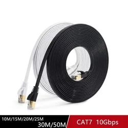 White Black Cat7 Flat Cable Ethernet Cat 7 6 30m 20m 15m 10mRJ45 Network Cable Cat7 Patch Cord for Router Modem RJ 45 Lan Cab
