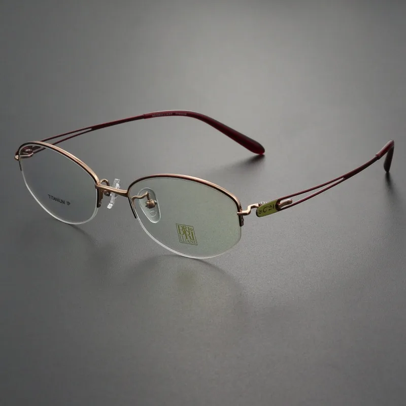 High-quality Pure Titanium Glasses Frame Women's Half-frame Ultra-light Myopia Optical Women's Red Small Face Small Frame