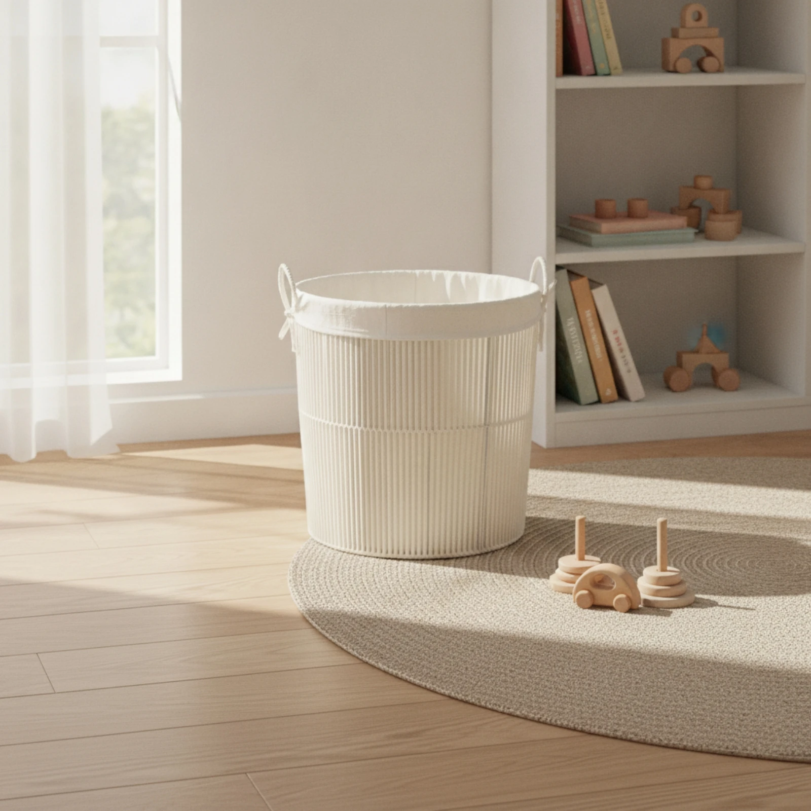 Laundry Hamper Minimalist Cotton Rope Hamper Rope Basket with Liner Freestanding Laundry Basket with Handles Portable
