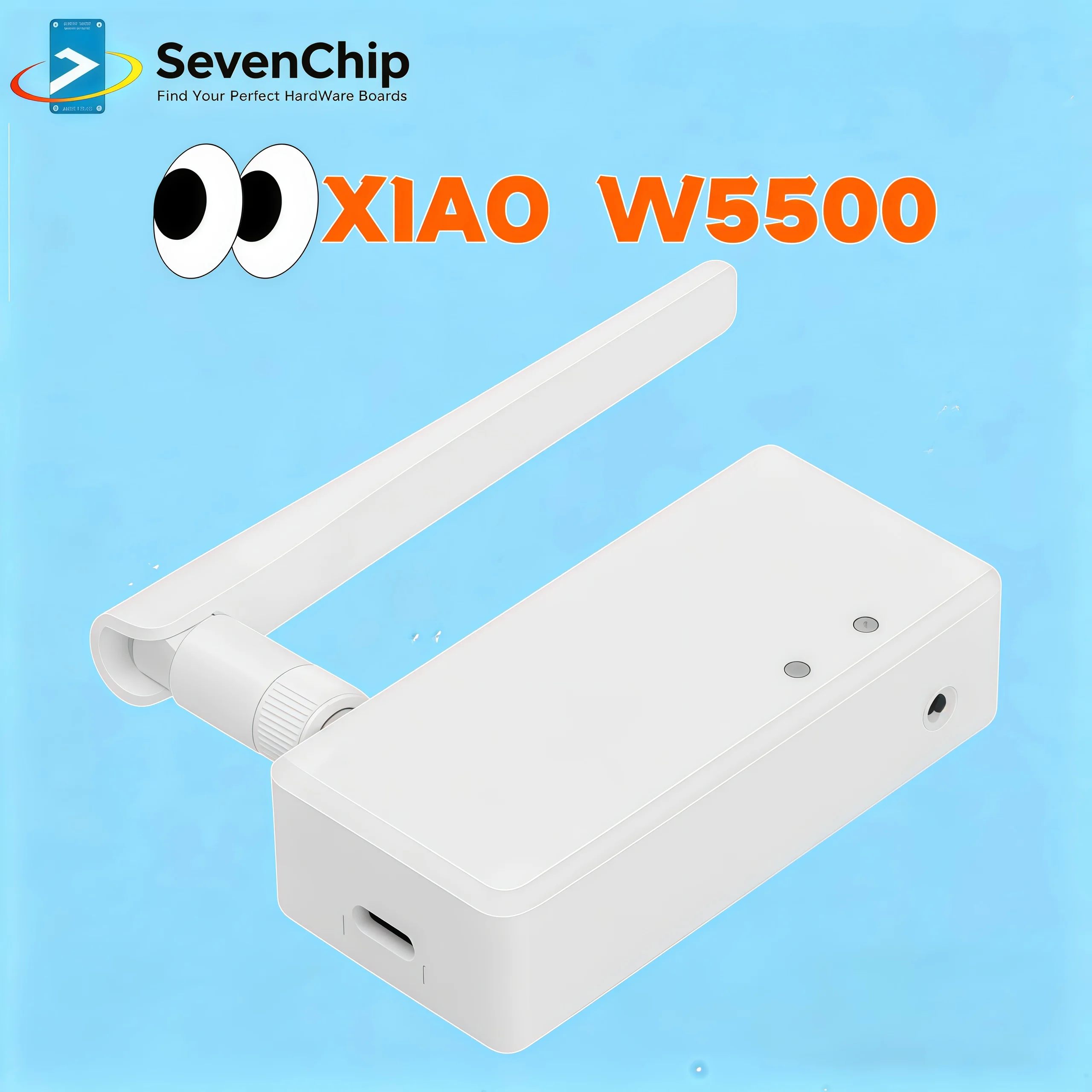 XIAO W5500 Ethernet Adapter, A Compact PoE DevE Board with ESP32S3 Plus, 2.4GHz Rod Antenna (2.81dBi), MQ7813T120
