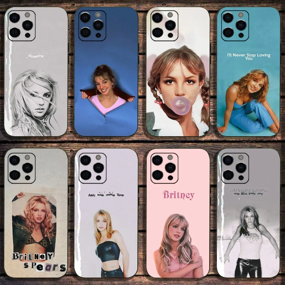 Singer B-Britney-S Spears Phone Case For Apple iPhone 15,14,13,12,11,Pro,X,XS,Max,XR,Plus,Mini Soft Black Cover