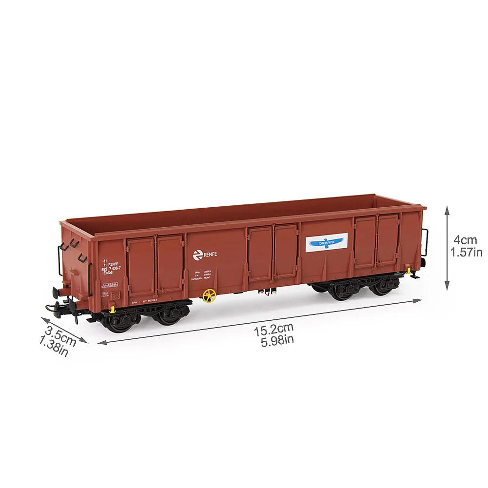 Evemodel-ho Escala 1:87, Impresso High-Side Gondola, Carro Railway Wagons, Brown RENFE, C8742PZ