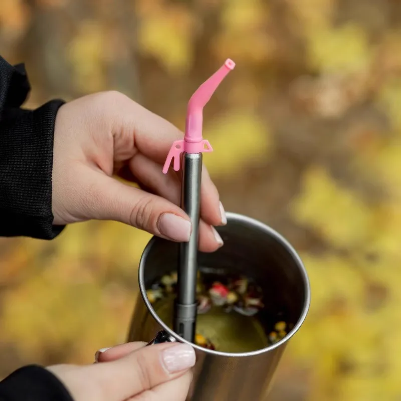 

Телескопическая трубка-фильтр из чистого титана, 1 шт., съемная, для дома и улицы, удобная для смешивания соков, чая и напитков