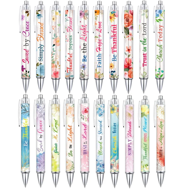 

20 женская христианская шариковая ручка, религиозная тема, ручка с черными чернилами, вдохновляющие цитаты, библейские стихи, шариковая ручка, забавная офисная обувь