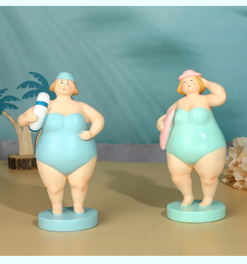 Beach Travel Swimsuit Women Figures Statue Desk Decoration Ornaments Creative Character Resins Sculpture Room Aesthetic Decor