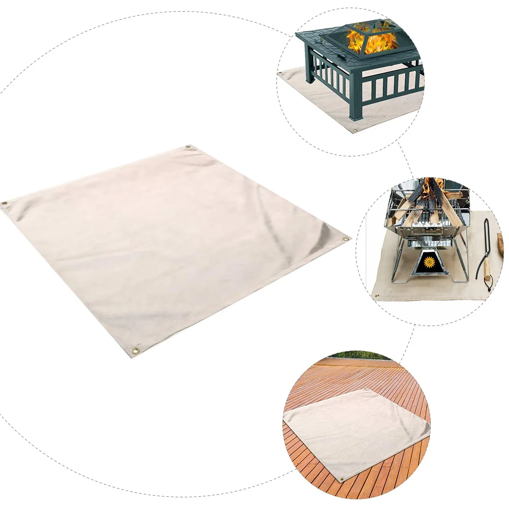 1 قطعة بطانية حريق قسط الألياف الزجاجية حصيرة معزولة للحرارة لشواية شواء مقاومة للهب حماية الأرضية تحت شواية الغاز الشواء