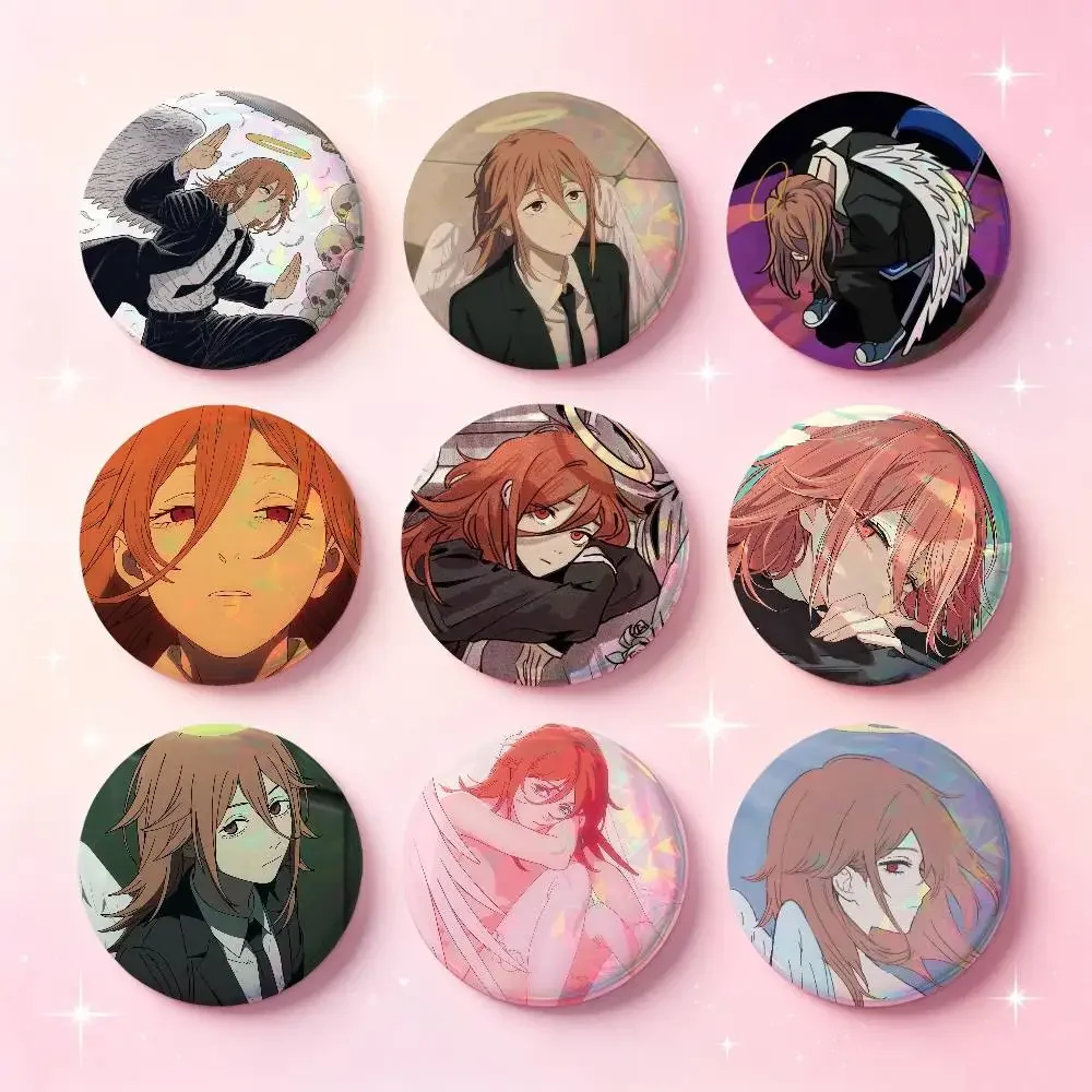 Angel Devil Anime Character Badges 25 32 44 58 75 Mm Round Cosplay Pin Bag Decor Fans Collect Friends Gifts Brooch Souvenir